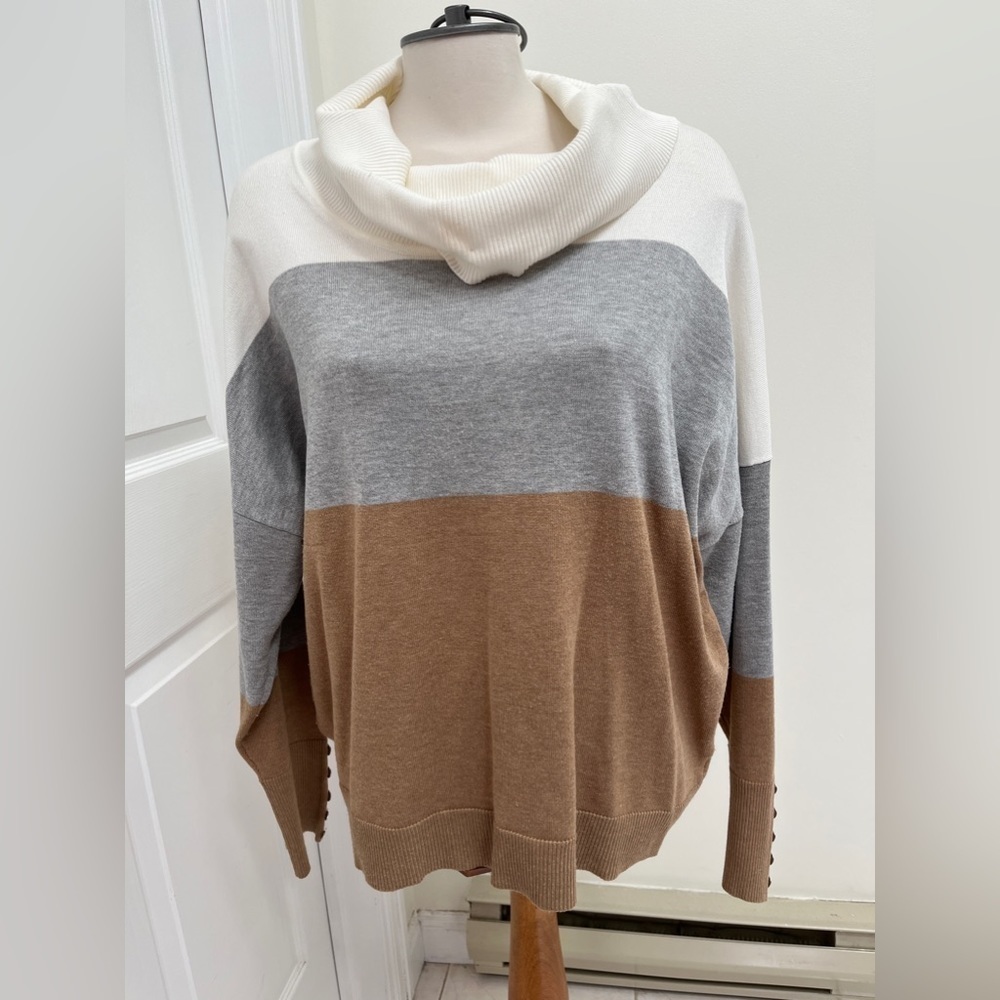 89th + Madison colour block cowl neck sweater size large